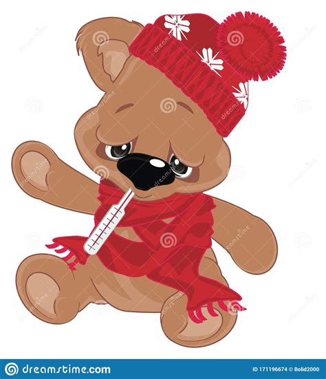 Sick Teddy Bear Cartoon Vector 17220221