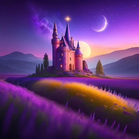 Premium Photo Fairy Tale Castle Surrounded By Lavender Fields
