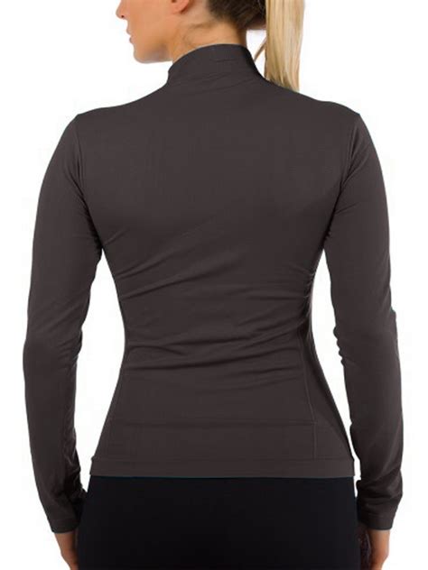 Women Long Sleeve Mock Neck Shirt Seamless Stretch Turtleneck Top Slim