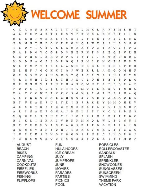 Free easy printable crossword puzzles for adults pdf, free think about impression preceding? Free Printable Word Searches | Summer words, Free ...