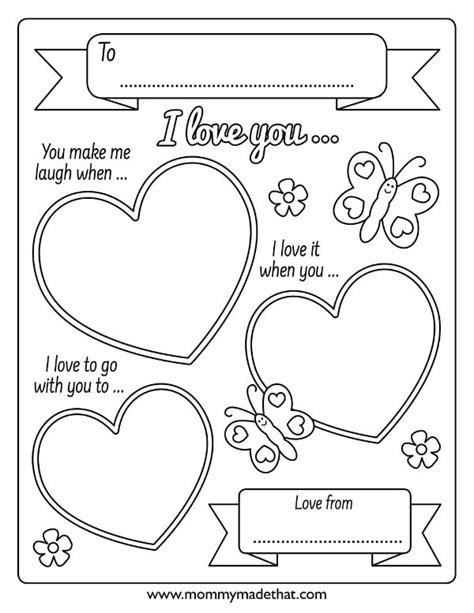 Printable I Love You Template Cute I Love You Because Activity