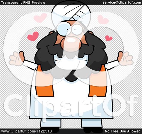 Cartoon Of A Chubby Muslim Sikh Man With Open Arms Royalty Free