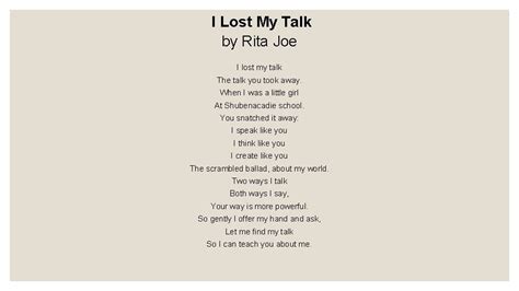 Rita Joe I Lost My Talk Biography Rita