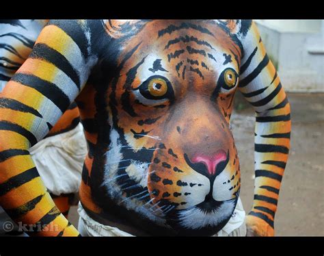 Body Painting As Tiger Face Shots From This Years Pulikk Flickr