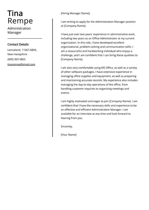 Administration Manager Cover Letter Example Free Guide