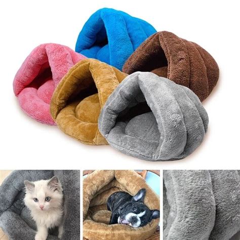 Pet Cat Dog Nest Bed Puppy Soft Warm Cave House Winter Sleeping Bag Mat