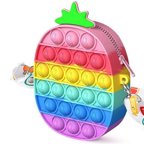 Zimfanqi Pop It Fidget Toys Purse For Girls Pop Its Bag Simple Dimple Sensory Toy Rainbow