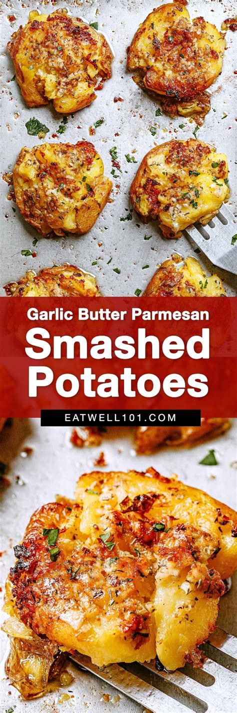 Garlic Butter Parmesan Smashed Potatoes Recipe How To Make Smashed