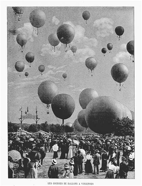 Hot Air Balloon Race At The Olympic Games In Paris 1900 Old