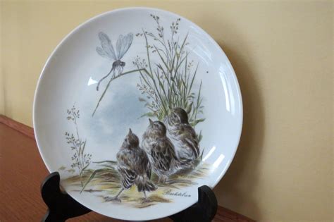 Vintage Kaiser Porcelain Bird Plate With Dragonfly Etsy