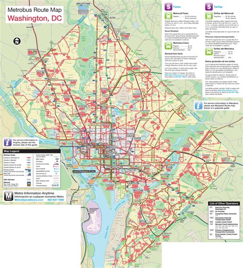 Large Detailed Metro And Bus Map Of Washington Dc