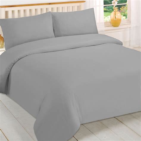 Brentfords Plain Dye Duvet Cover Quilt Bedding Set With Pillow Sham