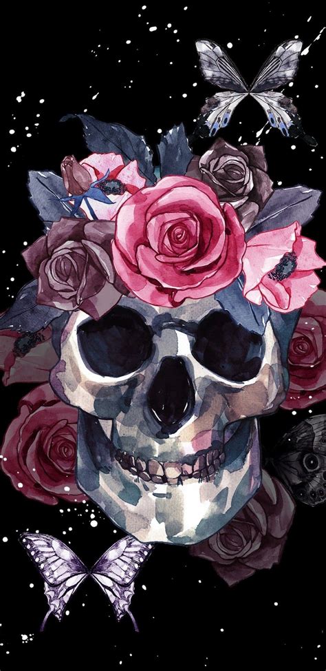 Skull With Flower Wallpapers Wallpaper Cave