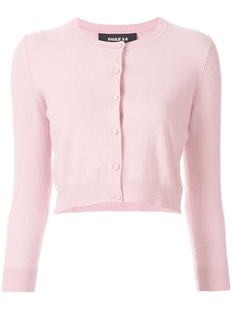 Paule Ka Cropped Fitted Cardigan Farfetch In 2020 Pink Cardigan