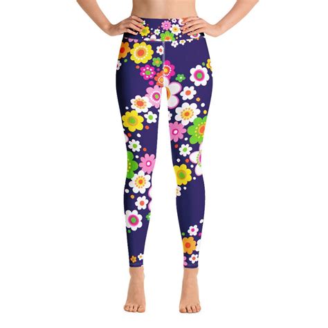 Women Yoga Leggings Retro Floral Printed Yoga Pants Flower Etsy