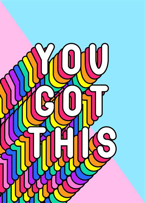 You Got This Slogan Poster Colorful Rainbow Colored Text Vector