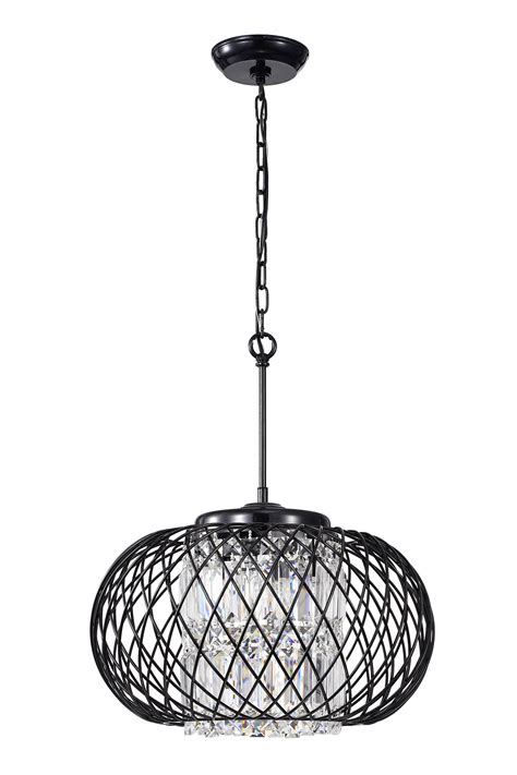 Crystal chrome chandelier pendant light with crystal beaded drum shade. 3-Light Antique Black Round Drum Crystal Pendant ...