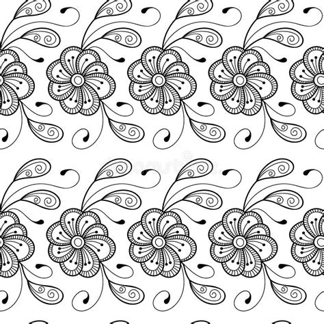 Doodle Floral Seamless Pattern Stock Vector Illustration Of