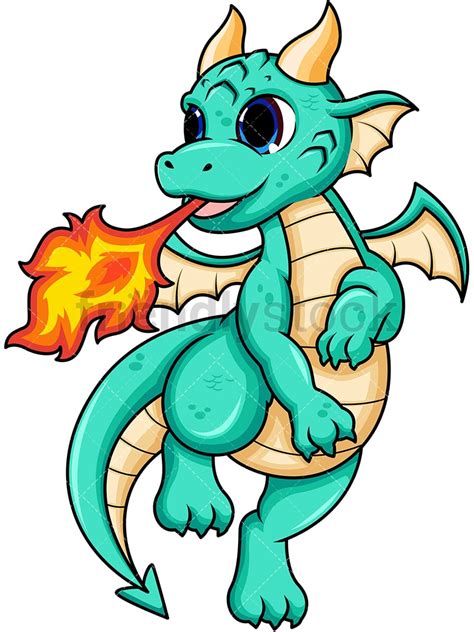 Female Dragon Breathing Fire Cartoon Vector Clipart Friendlystock