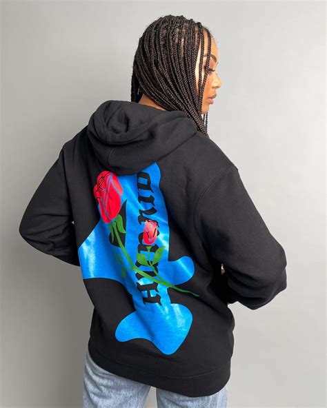 4hunnid flower logo hoodie black culture kings nz