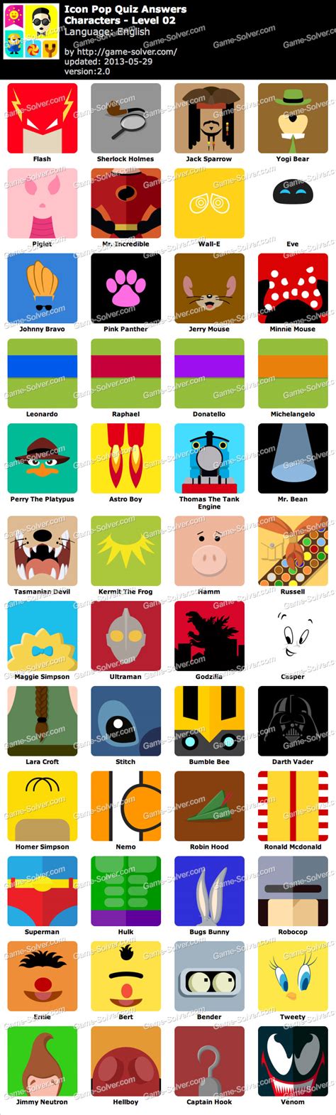 Icon Pop Quiz Characters Level 2 Game Solver