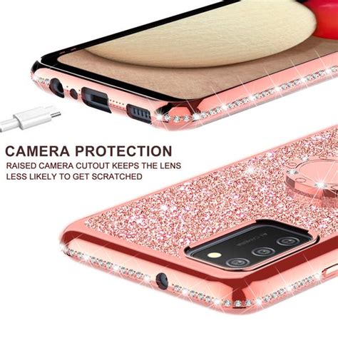 Samsung Galaxy A02s Case Ring Kickstand For Girls Women Diamond