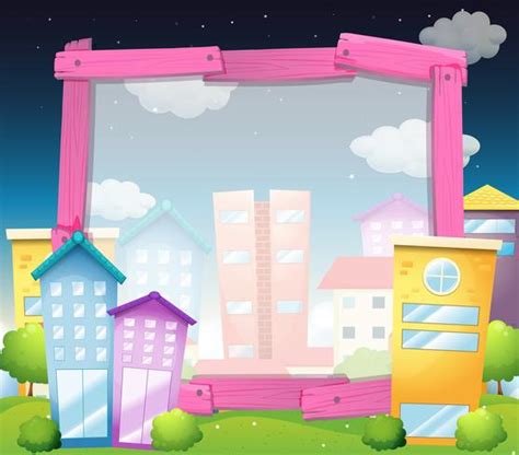 Border Design With Buildings And Houses 526879 Vector Art At Vecteezy