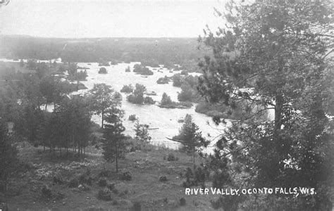 Oconto Falls Wisconsin River Valley Real Photo Vintage Postcard