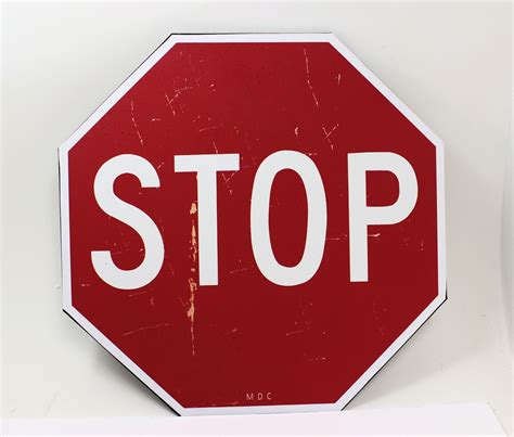 Stop Sign Large Red And White Hexagonal Road Metal Hanging