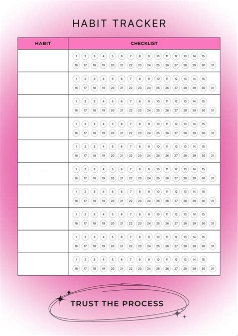 The Habit Tracker Is Shown In Pink And White
