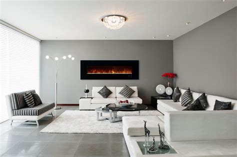 Best Wall Mount Electric Fireplace Ideas in Living Room - Contemporary