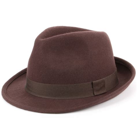 Wool Trilby Hat Hawkins Felt Fedora Black Brown Mens Ladies M S Ebay
