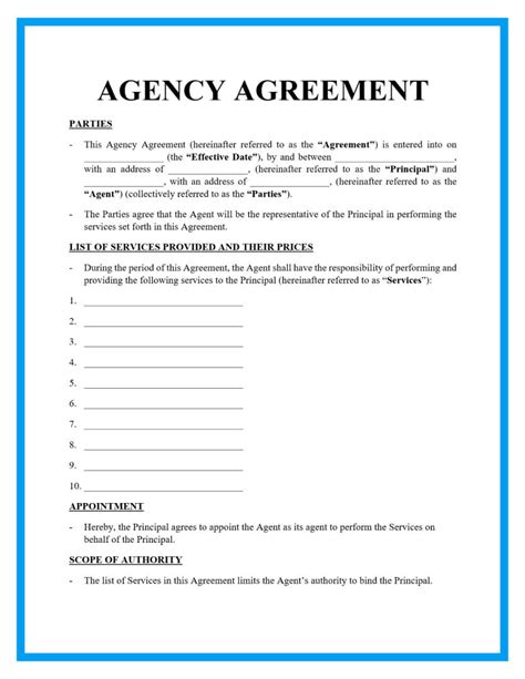 Free Agency Agreement Template For Download 2024