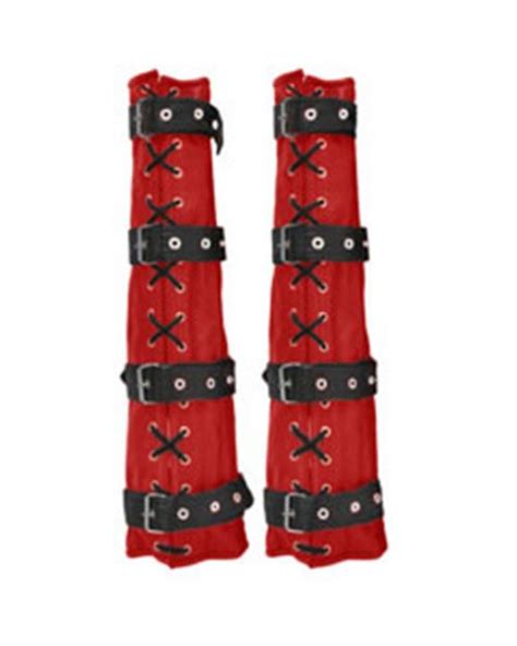 Sexy Red And Black Set Of 4 Real Leather Bondage Arm And Leg Binders Ablb