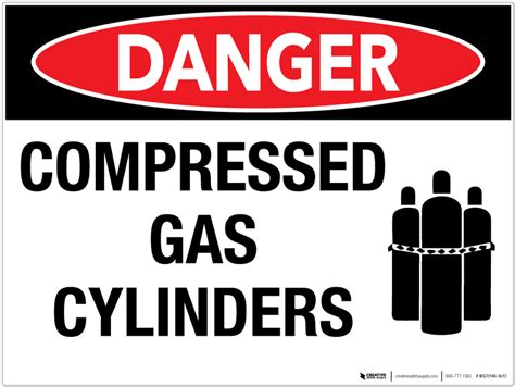Danger Compressed Gas Cylinders Wall Sign 5s Today
