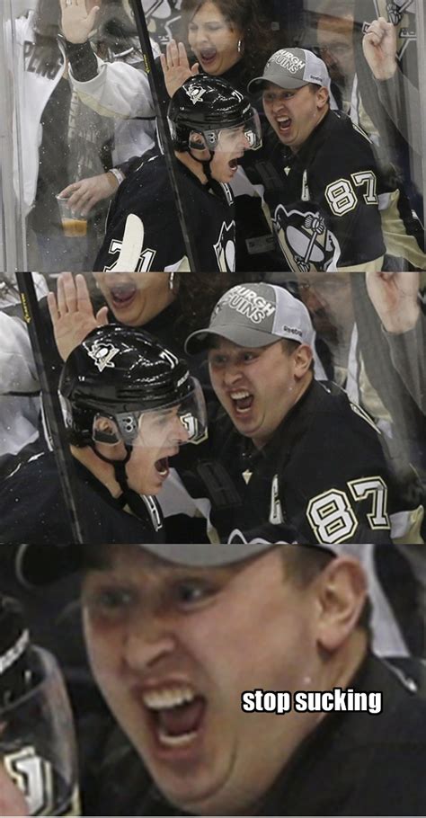 Intense Penguins Fan Was Not Impressed Hockey Humor Bruins Hockey