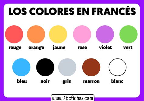 Vocabulario De Los Colores En Francés