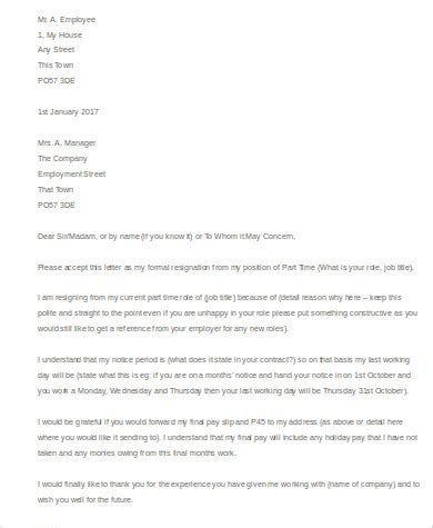 email resignation letter samples  ms word