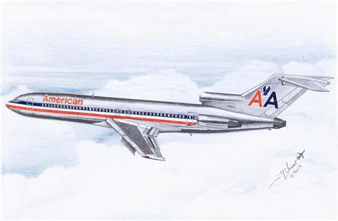 Boeing 727 200 Drawing By Marc Chenevert