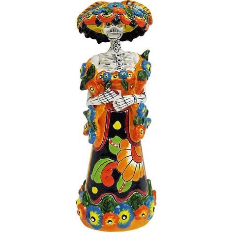 Talavera Day Of The Dead Catrina With Shawl In Traditional Dress Tdd030