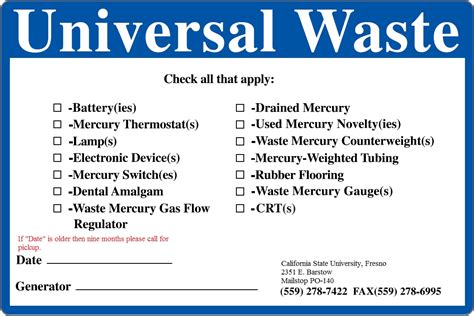 Universal Waste Environmental Health Safety And Risk Management