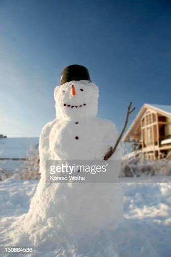 Snowman In Garden Bavaria Germany Europe High Res Stock Photo Getty