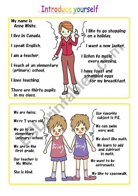 Conversation Activity Using Self Introduction Part3 Esl Worksheet By