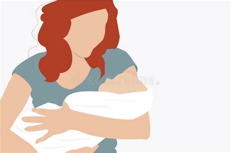 Illustration Of A Mother Holding Her Newborn Baby In Arms Stock