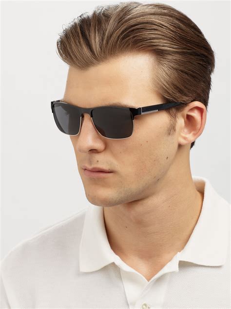 Lyst Prada Twotone Square Sunglasses In Black For Men
