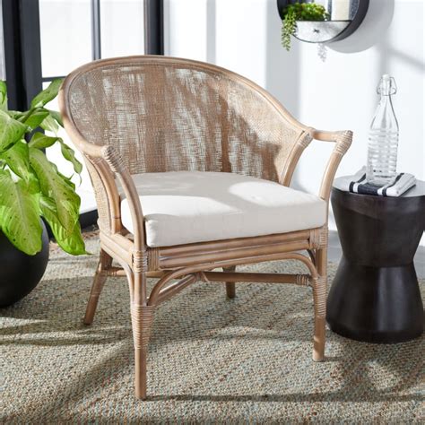 Dustin Rattan Accent Chair With Cushion English Elm Cane Dining