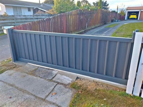Colour Steel Sliding Gate Grey Friars Strong Fencing