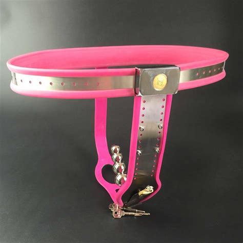 Female Adjustable Chastity Belt In Stainless Steel And Silicone With