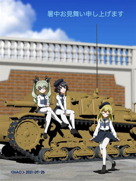 Anchovy Pepperoni And Carpaccio Girls Und Panzer Drawn By Naotosi