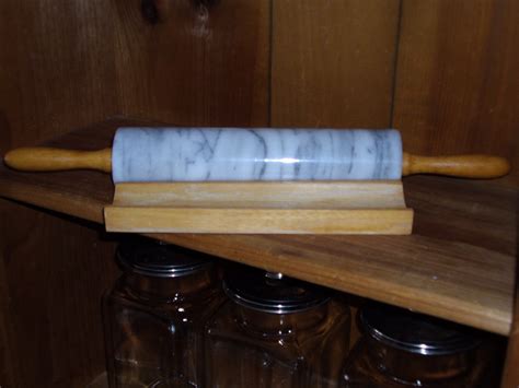 On Sale Vintage Marble Rolling Pin With Wood Holder C 1990s Etsy